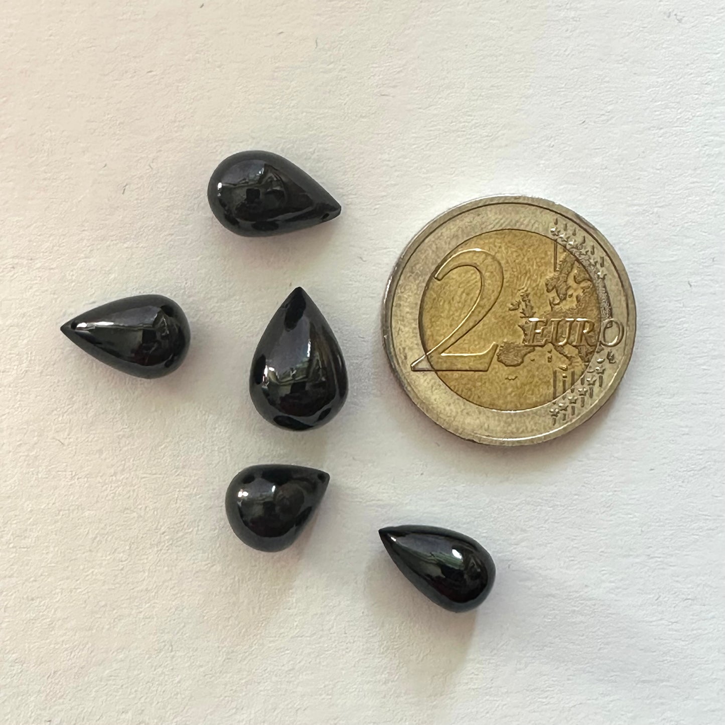 5 Black Onyx Drops Different Sizes Drilled on Both Sides