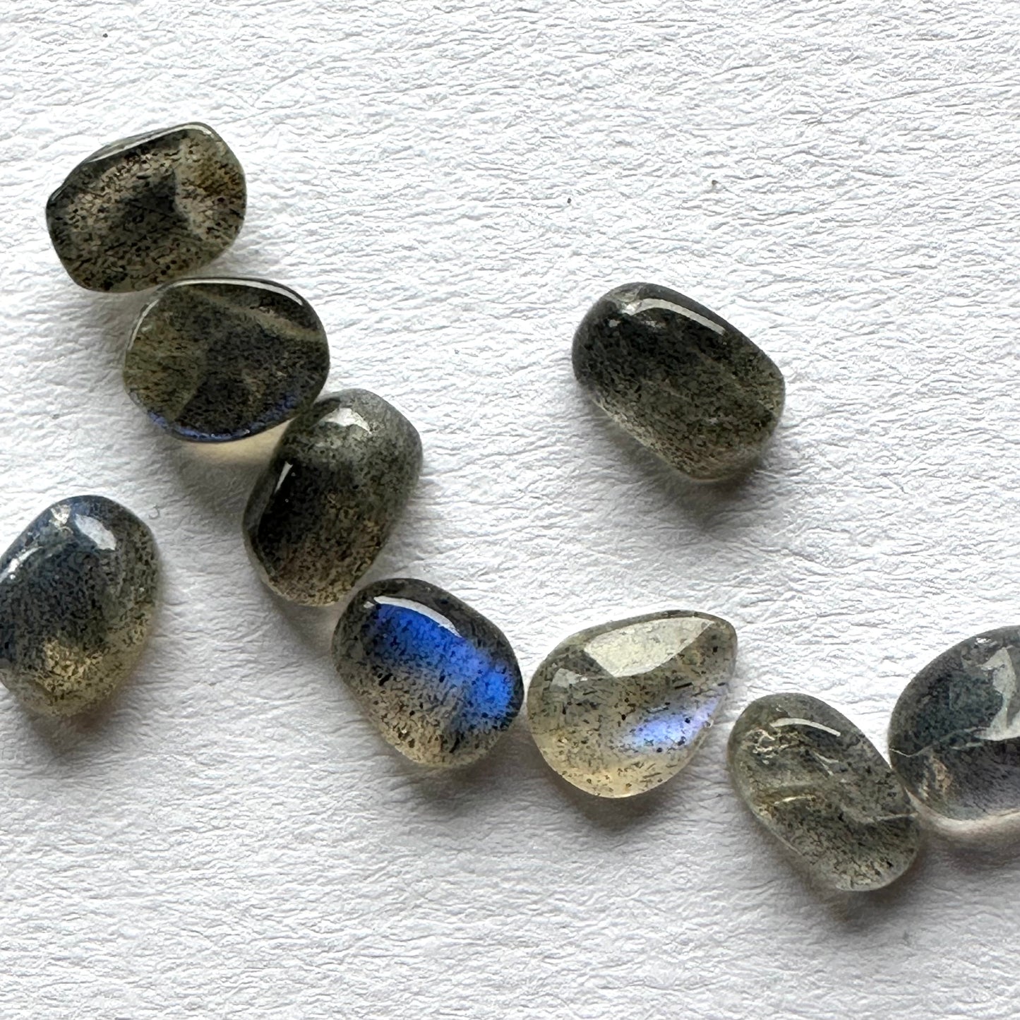 Faszinierende Labradorit-Cabochons, 10 Stück pro Beutel