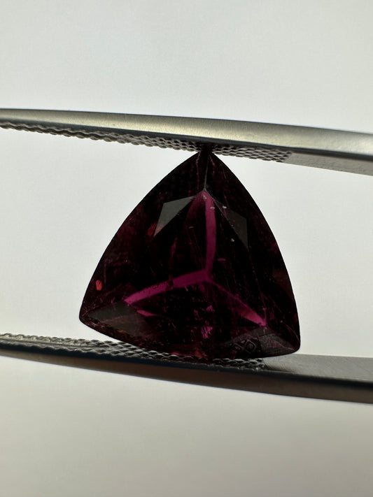 Dark red Tourmaline, 7.19Cts, 12.8 x 12.5 x 8.6 mm Triangle Shape