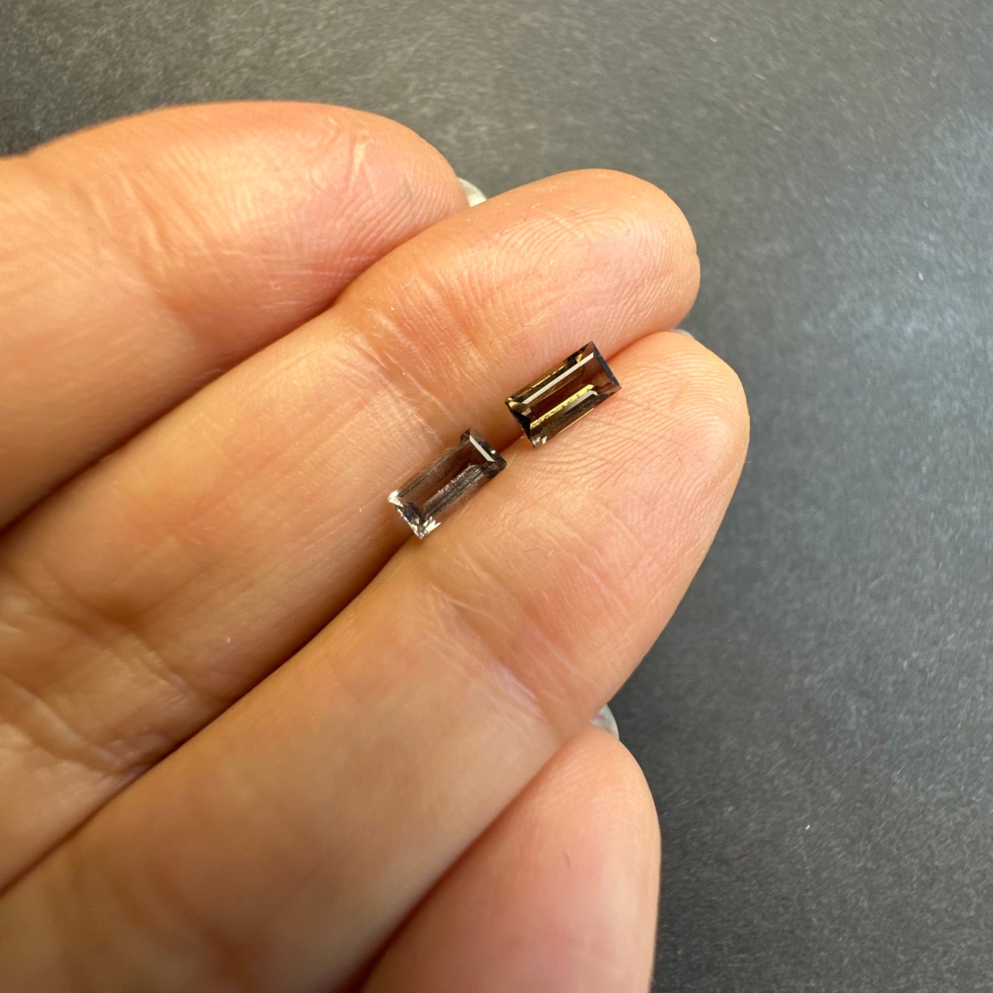 Smokey Quarz Pair, approx 6.0x2.8mm and 6.0x3.0