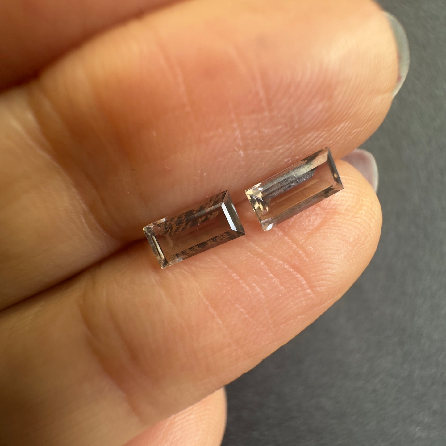 Smokey Quartz Pair, Emerald Cut, 5.9x3.1mm & 6.0x3.0mm, 0.60cts