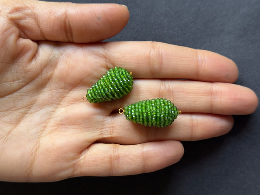 Exceptional Chrome Diopside, Harmoniously Combined with Shining pearls