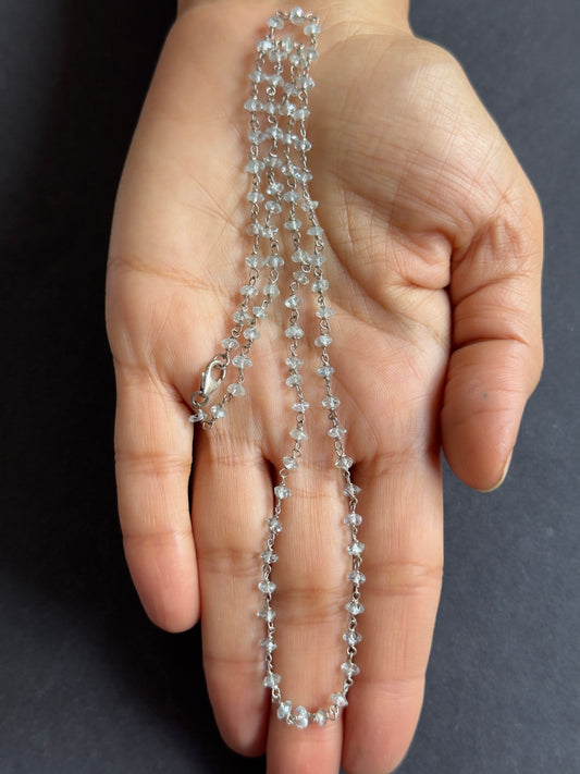 Delicate Aquamarine Necklace with Rondelle Beads and Silver - 23,90cts