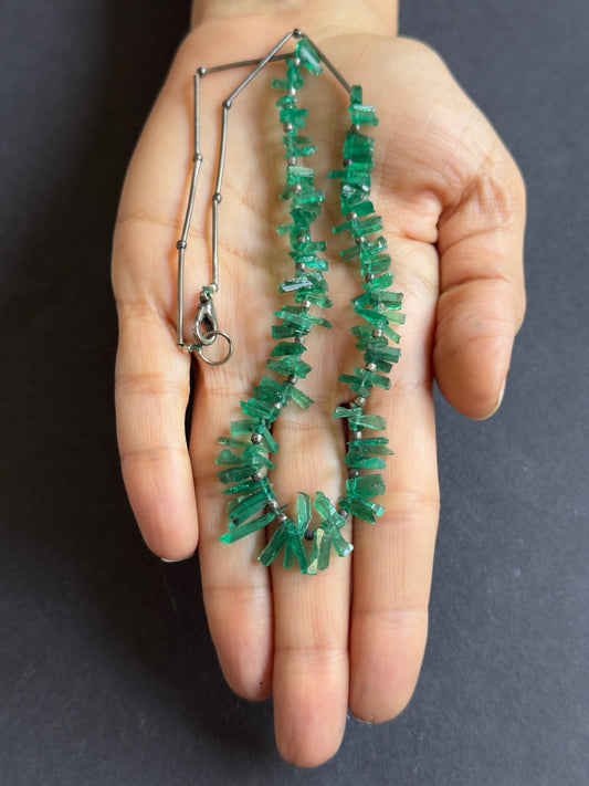 Captivating Rough Chrome Diopside Stone Set in Elegant Silver.