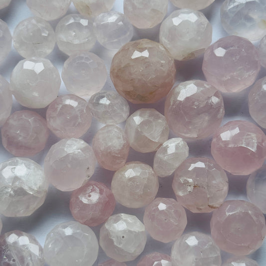 Rose Quartz Round Loose Beads Drilled faceted