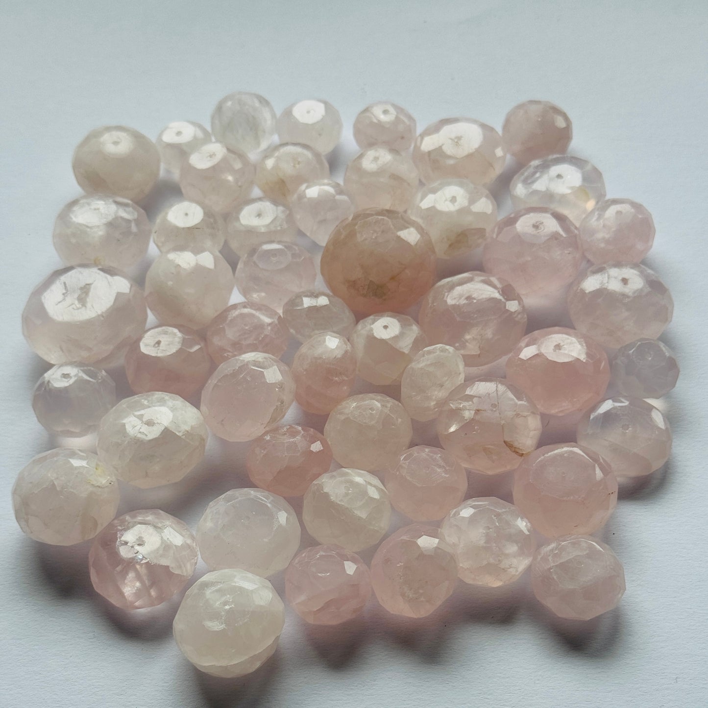 Rose Quartz Round Loose Beads Drilled faceted