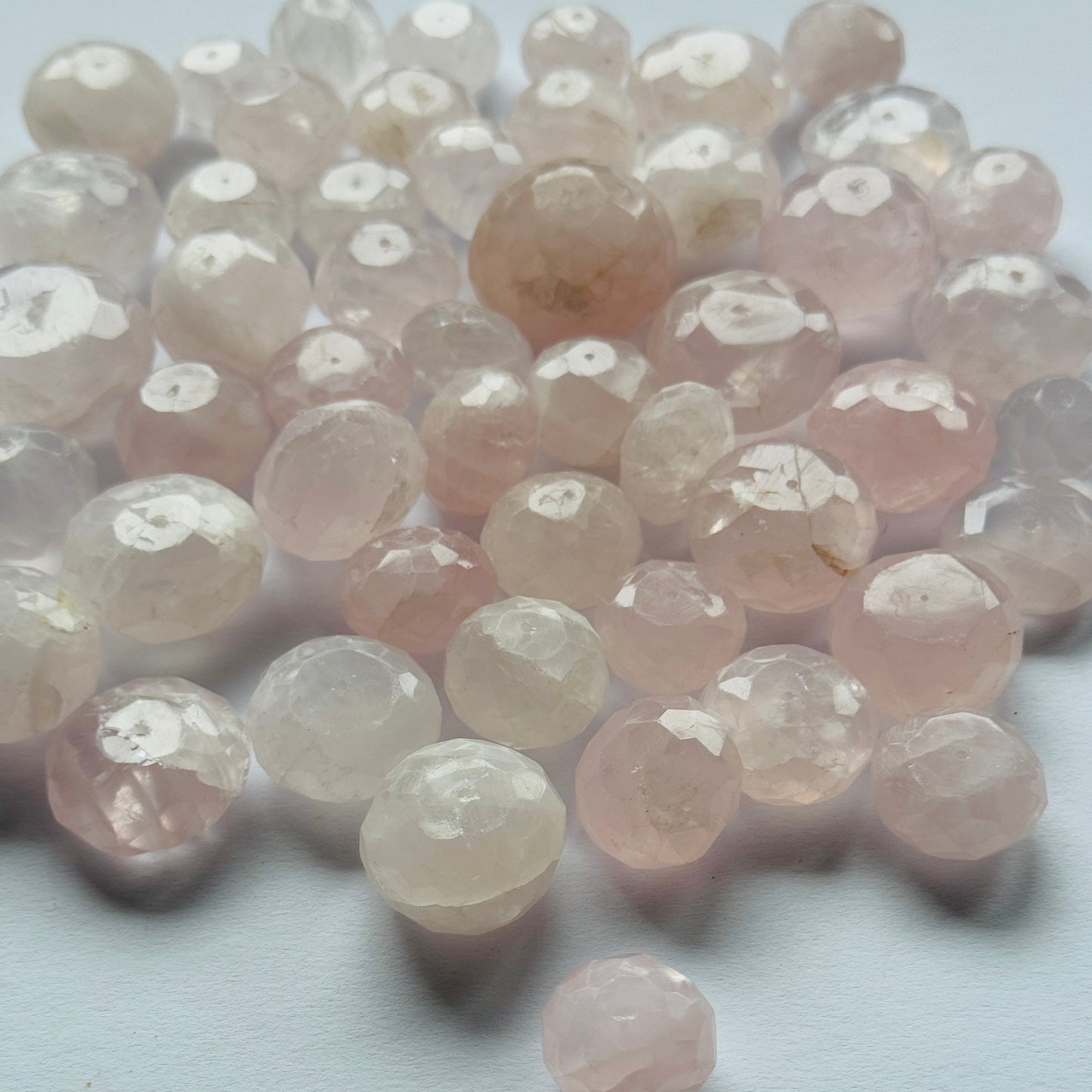 Rose Quartz Round Loose Beads Drilled faceted
