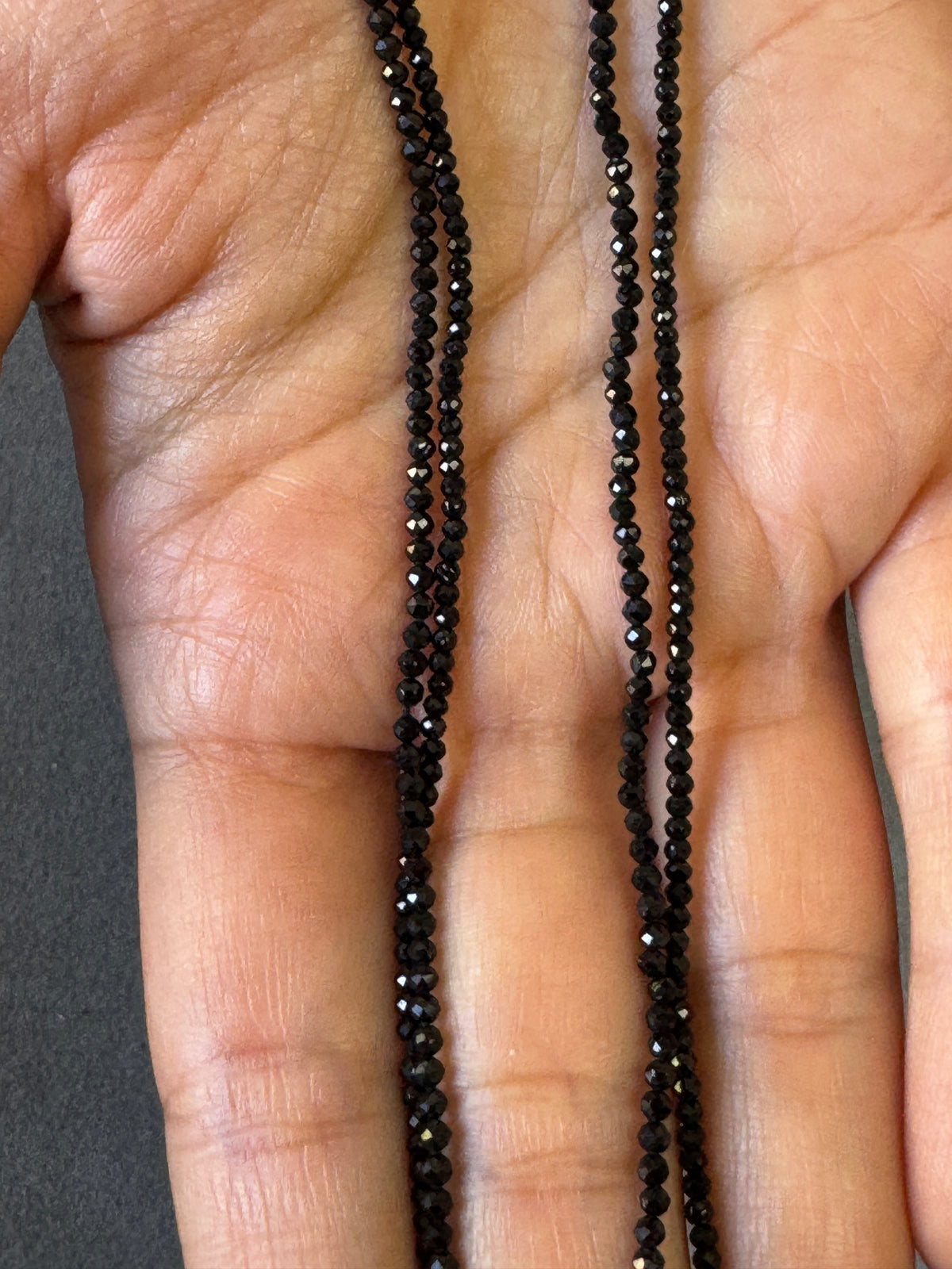 Natural Black Spinel Faceted Bead Strands – 2 Pieces – 2.2mm – 31.5cm & 33.5cm