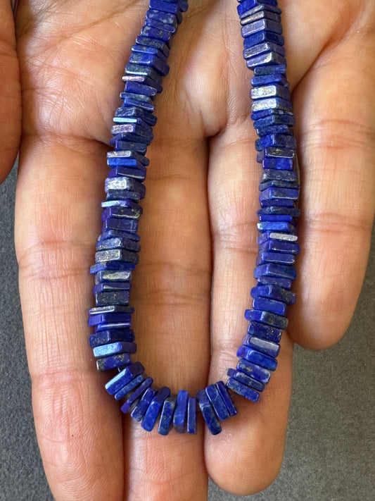 Natural Lapis Lazuli Square Disc Bead Strand 186.6cts – Blue – 40cm
