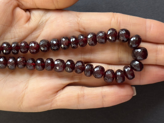 Dark Red Cylindrical Faceted Round Beads With Beautiful Lustre