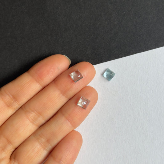 Transparent square Aquamarine Cabochons