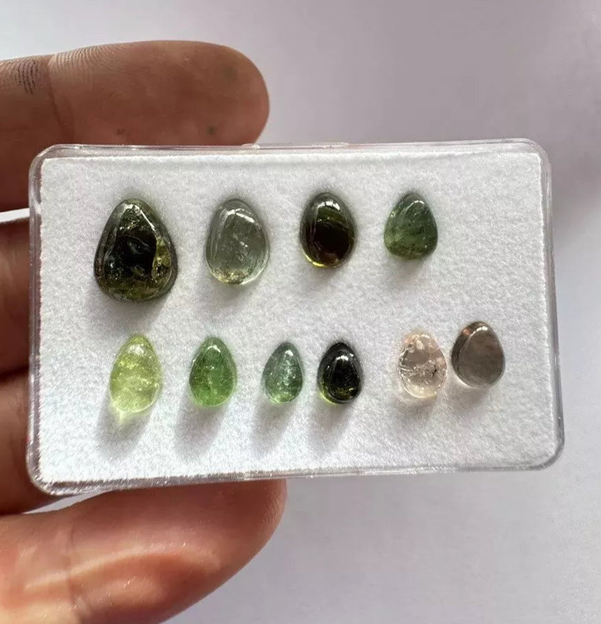 Timeless Beauty Cabochons Tourmaline In Natural Tones Teardrop Shape With Choice