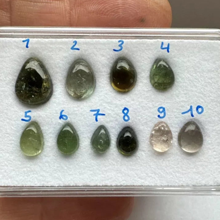 Timeless Beauty Cabochons Tourmaline In Natural Tones Teardrop Shape With Choice