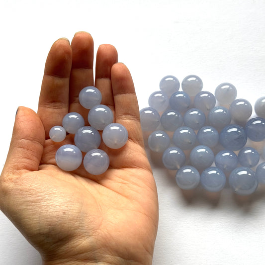Blue moonstone round beads, selected and photographed in Idar-Oberstein