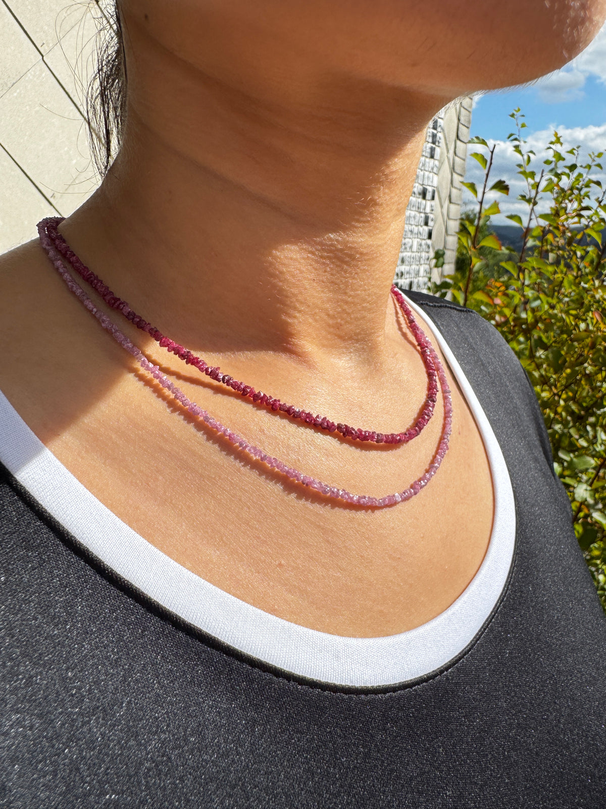 Luménz Rose Pink Raw Diamond Necklace — Sterling Silver Clasp