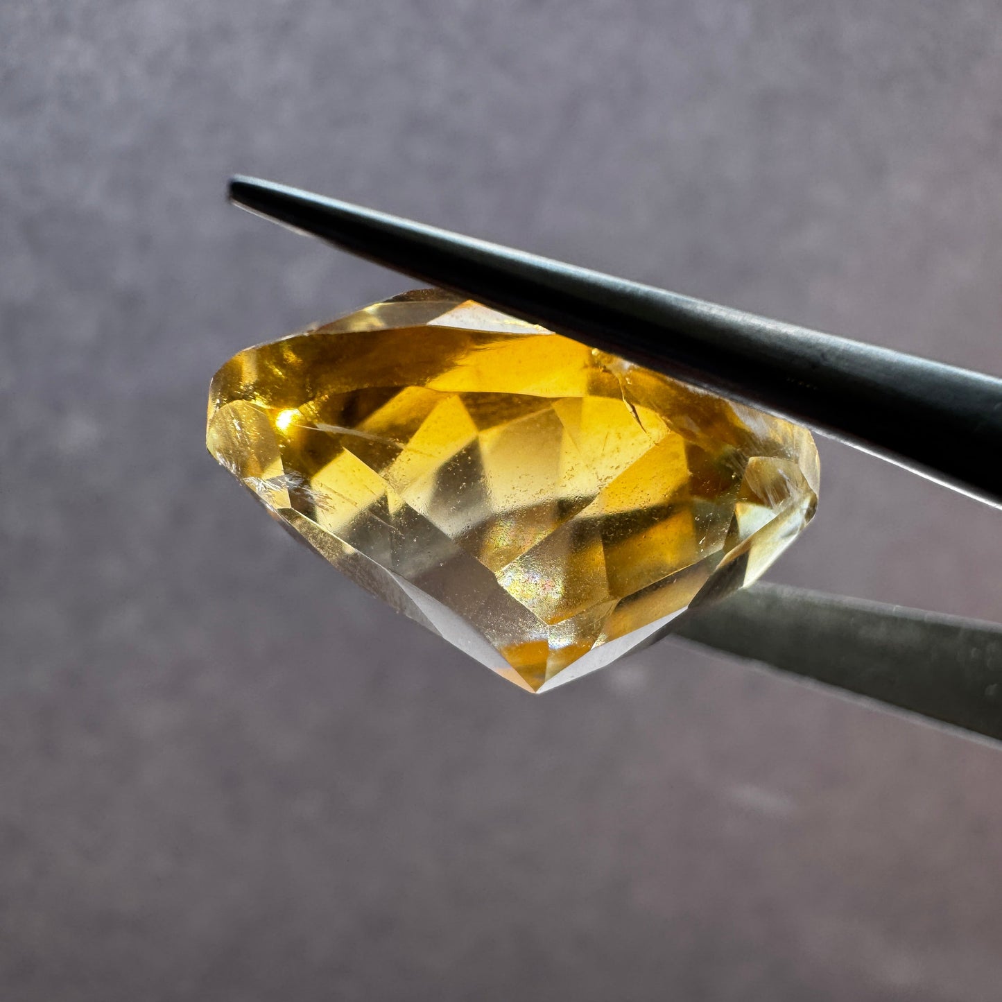 Radiant Light Yellow Citrine Drop Cut Faceted Gemstone 23 x 20.2 mm 28.02 Carat