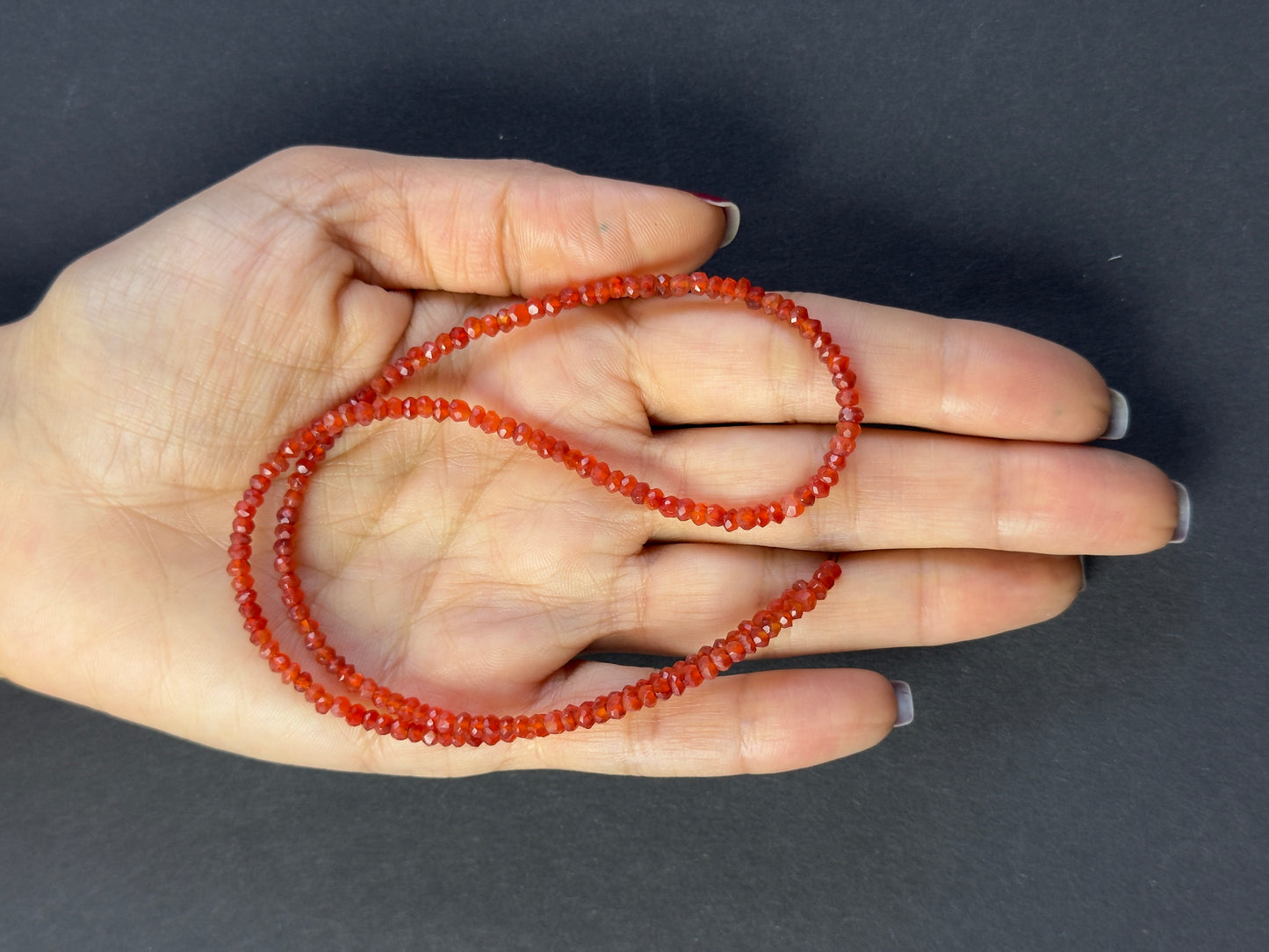 Vibrant and Glowing Mandarin Garnet Rondelle Beads 41cm