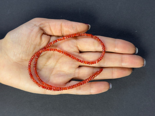 Vibrant and Glowing Mandarin Garnet Rondelle Beads 41cm
