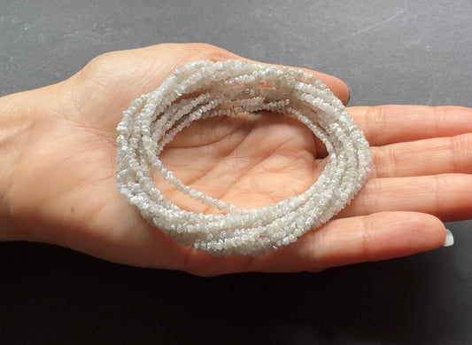 Diamond Natural Raw Textured White Color in Natural Shape, Rough Diamond Strand, 40cm / 2-3.5mm / Hole 0.3mm