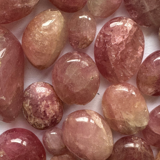 5 Pcs Pink Raw Polished Drilled Tourmaline With Inclusions For Jewelry Making