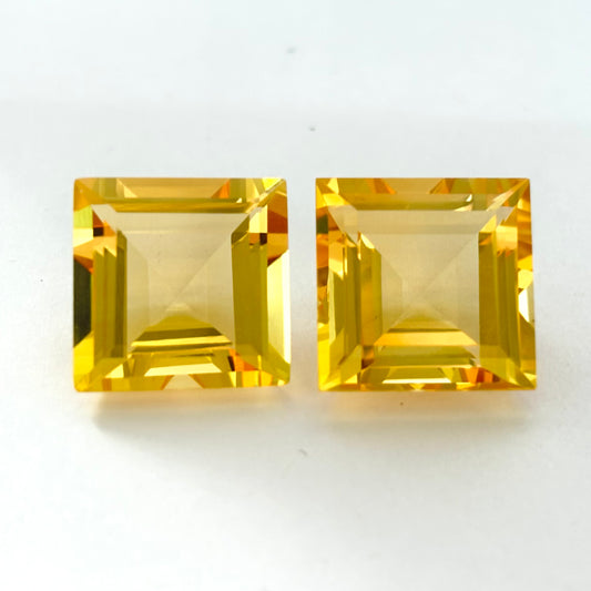 Citrine Square Large Pair Square Faceted Top Quality