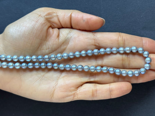 Beautiful  Blue Akoya Cultured Pearls Round Strand
