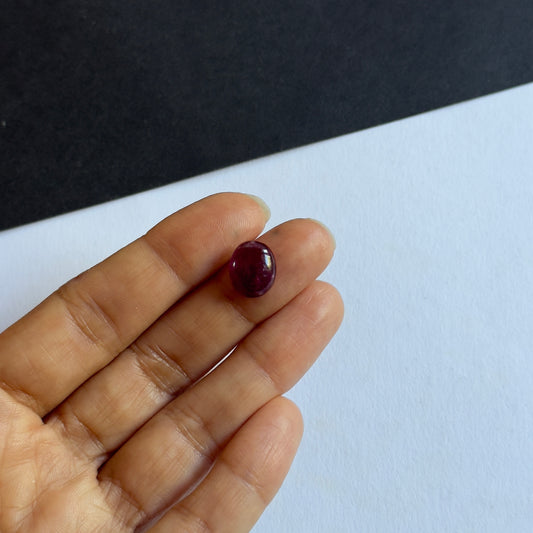 Berry-like Hue and Smooth Oval Tourmaline Cabochon  4.57cts