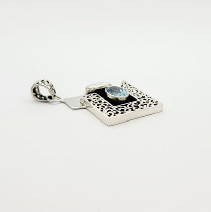 Blue Topaz Rectangular Pendant, 34.5x29.5 mm – view 3 of 4