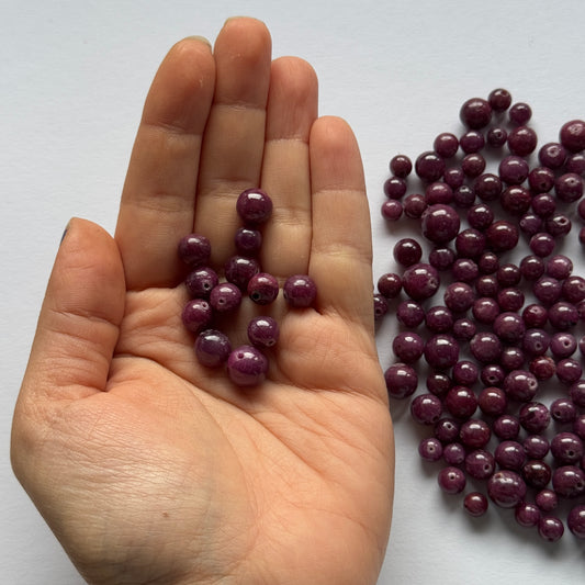 Crimson Red Ruby Round Drilled Loose Beads, 20 pieces – view 5 of 5