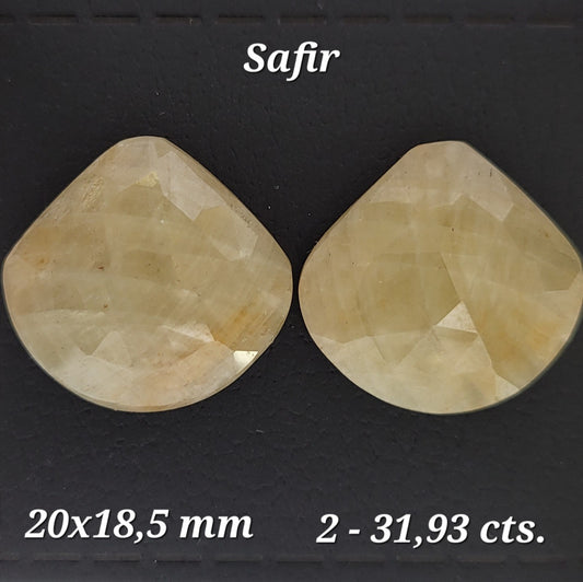 Sapphire Yellow Rose Cut Pair With Flat Back