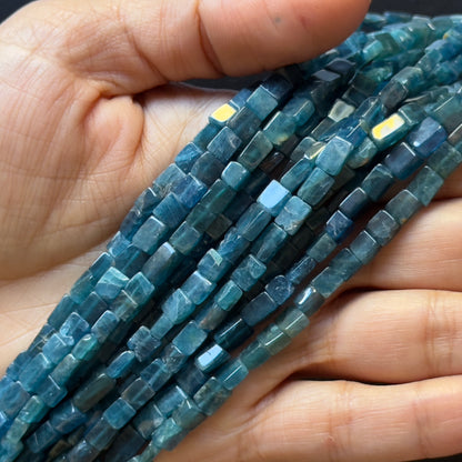 Blue Apatite Rectangular Faceted Beads, 3-5 mm, 42 cm – view 2 of 2