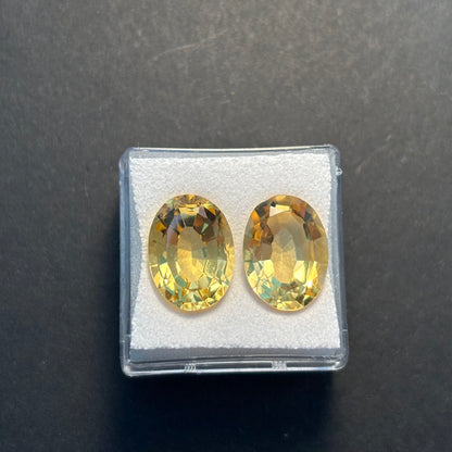 Yellow Citrine Oval Faceted Loose Stone Pair, 11.88 ct, 13.8x10.2 mm – view 2 of 2