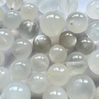 White Moonstone Round Beads, 8-9 mm – view 2 of 8