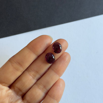 Red Tourmaline Oval Cabochon Pair, 3.66 ct, 11x9 mm – view 1 of 3