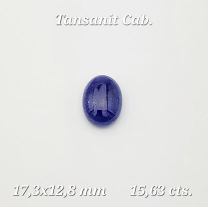 Blue Tanzanite Oval Cabochon, 15.63 ct, 17.3x12.8 mm – view 4 of 6
