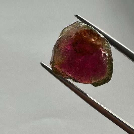 Unique Rough Mined Watermelon Tourmaline 18,22 cts 14,5mm x 15,4mm