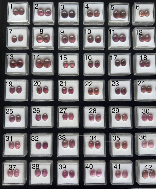 Pink Tourmaline Cabochon Pairs