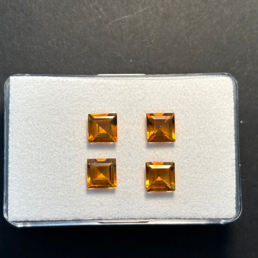 1 Piece Citrine Square Cut Faceted 6.7 - 6.8mm 5.43 Carats Total