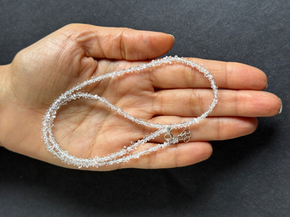 Colourless Herkimer quartz faceted bead strand, 25.23 ct, 47 cm