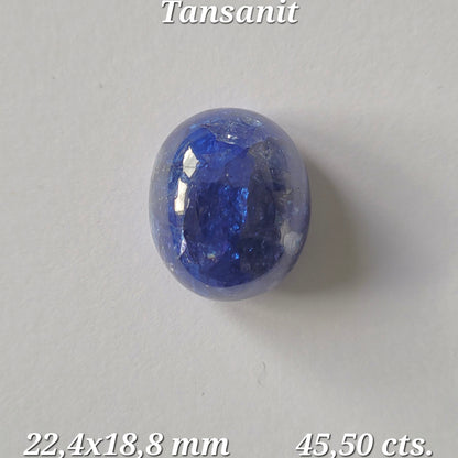 Blue Tanzanite Cabochon, 45.50 ct, 22.4x18.8 mm – view 2 of 4