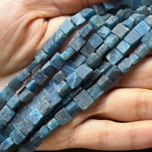 Rustic Roh Apatite Rectangular Cubes Beads Strand For Jewellery Making