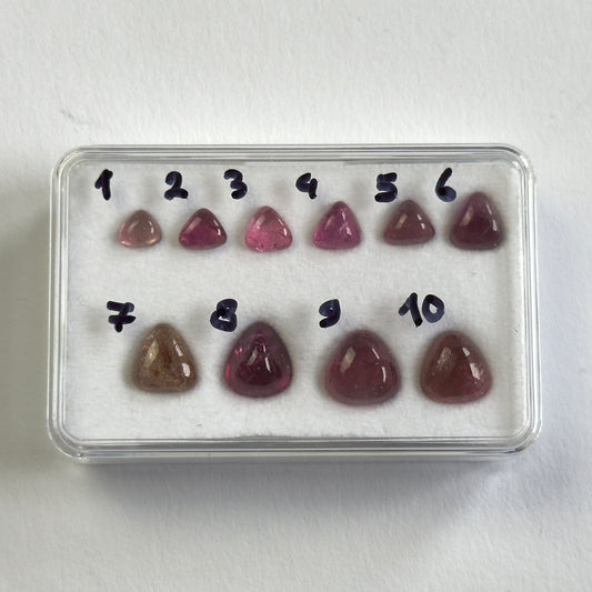Pink Tourmaline Cabochon Trillion Shape 4.5 - 8.7 mm