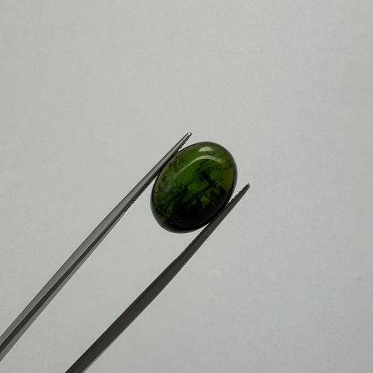 Exquisite  Dark Green Tourmaline oval Cabochon  10.90 cts
