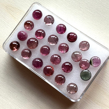 Red Tourmaline Round Cabochon, 6-6.8 mm – view 2 of 7