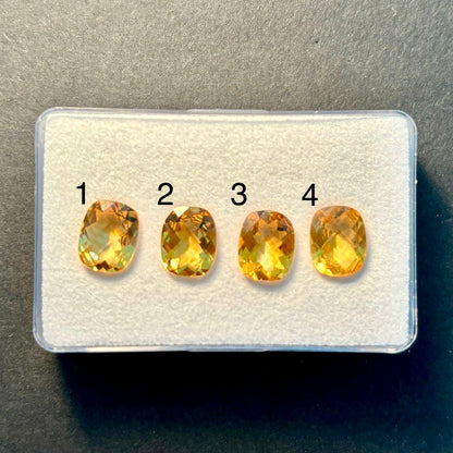 Yellow Citrine Cushion Faceted Loose Stone, 9.65 ct, 10x8 mm