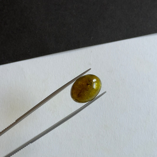 Olive Green Tourmaline Cabochon with Captivating Opalescent Sheen  14,11cts  17,6 x 13mm