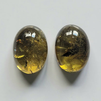 Golden Tourmaline Oval Cabochon Pair, 44 ct, 19.4x14 mm – view 2 of 3
