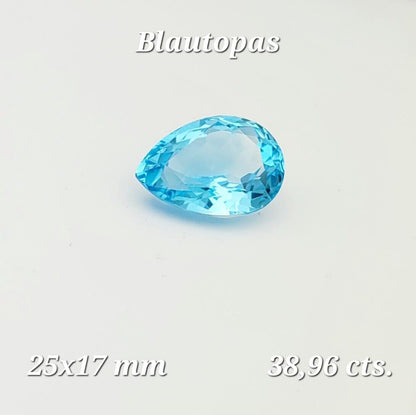 Blue Topaz Drop Faceted Loose Stone, 38.96 ct – view 2 of 4