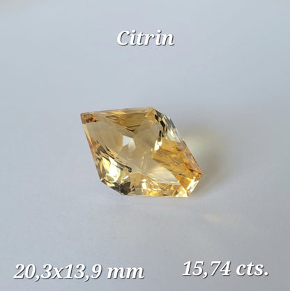 Yellow Citrine Fancy Faceted Loose Stone, 15.74 ct, 20.3x13.9 mm – view 1 of 3