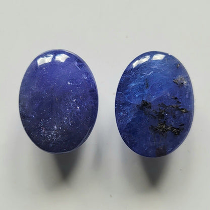 Blue Tanzanite Oval Cabochon Pair, 44.65 ct, 19.5x14.5 mm – view 3 of 3